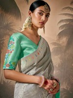 Grey Munga Silk Paithani Saree